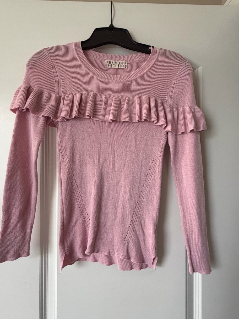 Pink Republic Light Pink Ruffle Knit Sweater